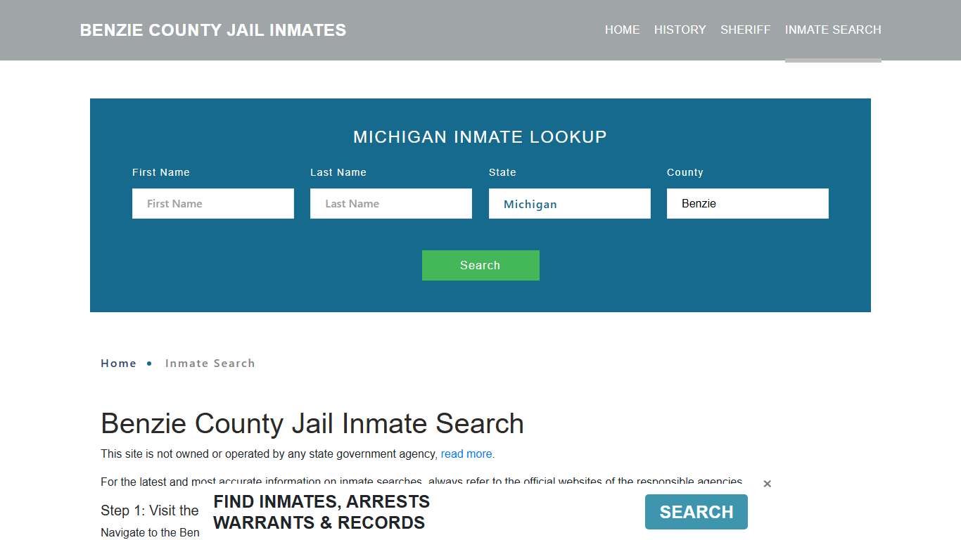 Benzie County, MI Detainee Lookup